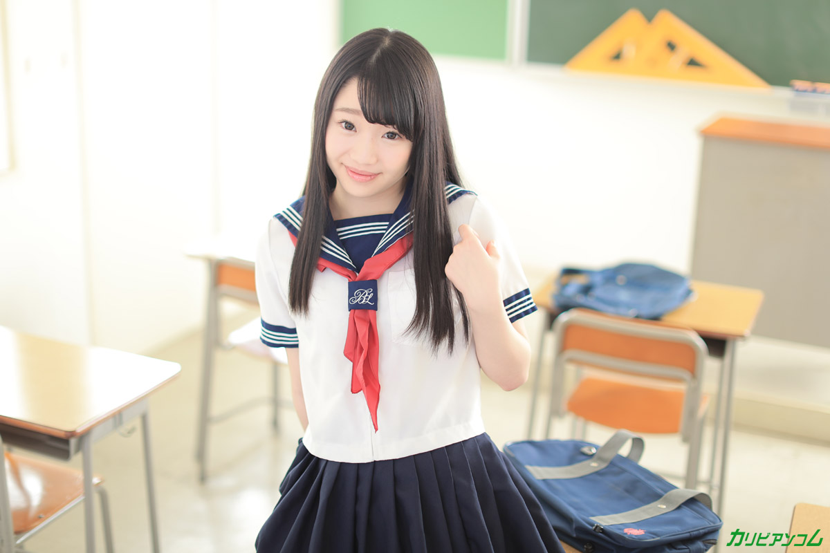 Cute Asian schoolgirl Yuna Himekawa spreads her legs & takes a dick at school