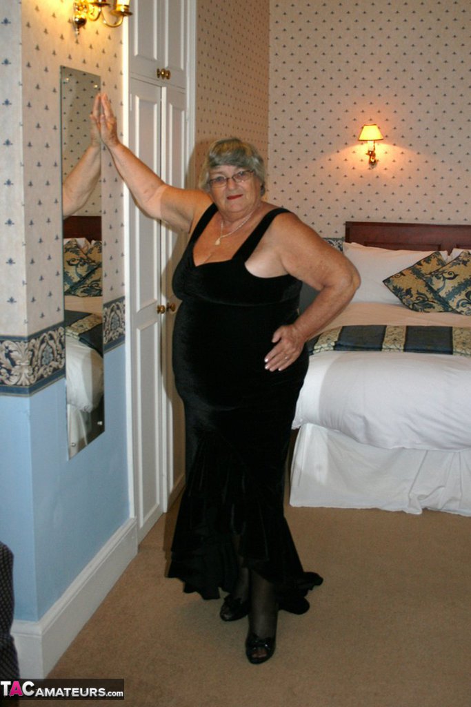 Grandma All Dressed Up In A Long Velvet Dress And Ready To Go Out For The Evening. My Esc