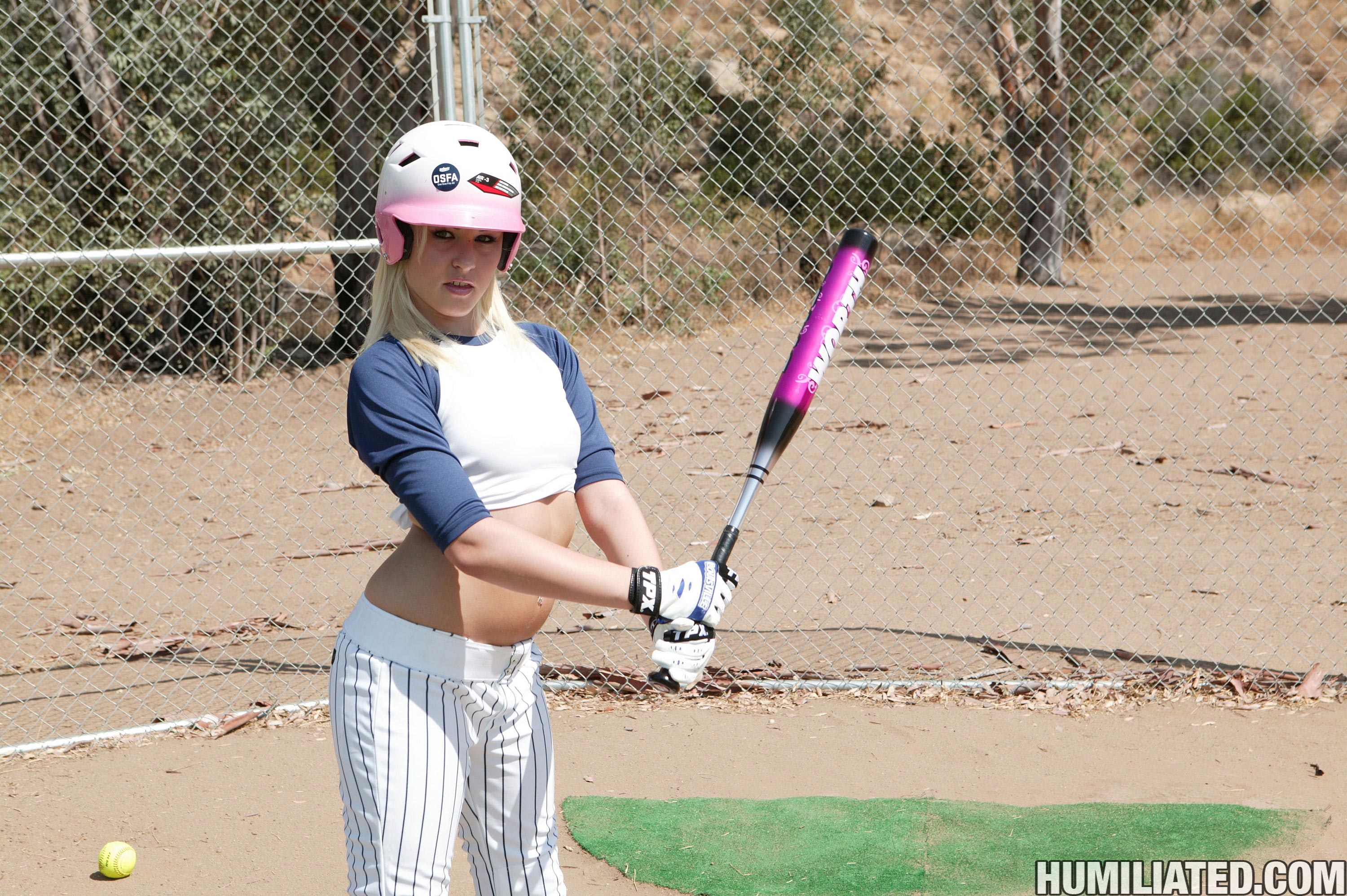Teen Blonde Slut Gets Tied Up And Fucked On Softball Field!