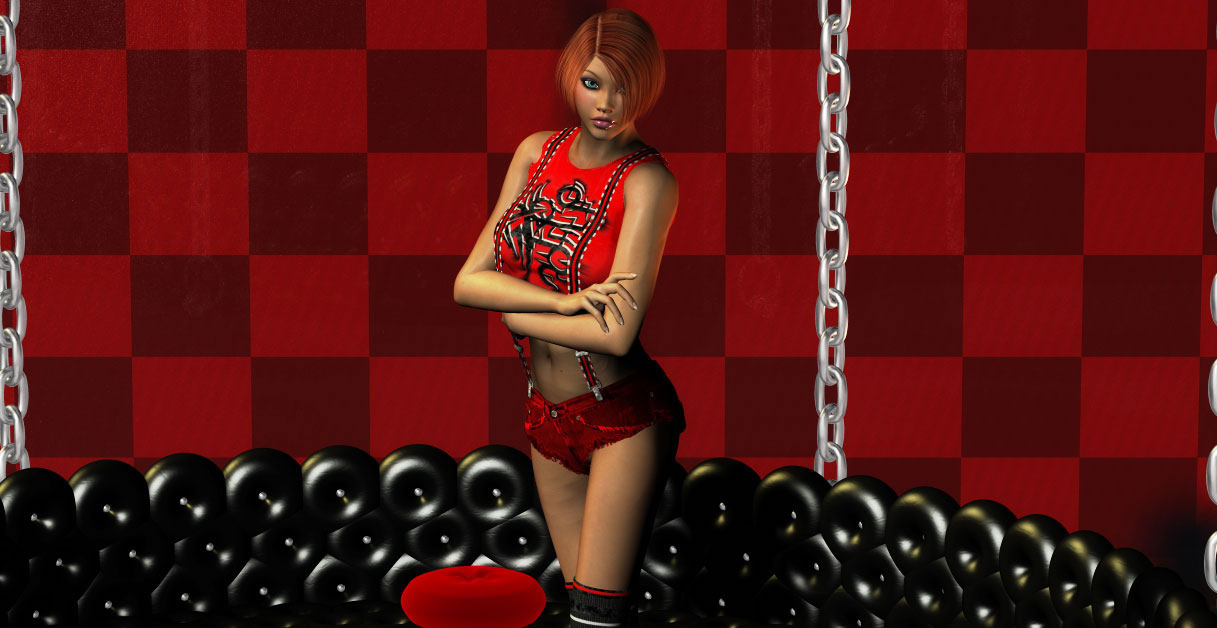 Red Headed 3D Toon Becky Stripping At The Club