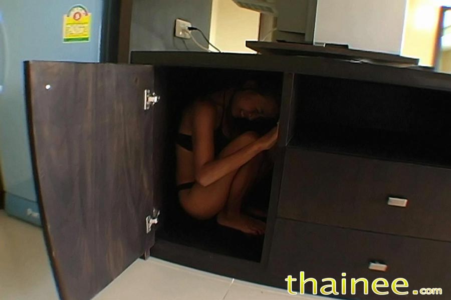Tiny Thai Girls Hides Inside A Cabinet Then Comes Out And Fu...