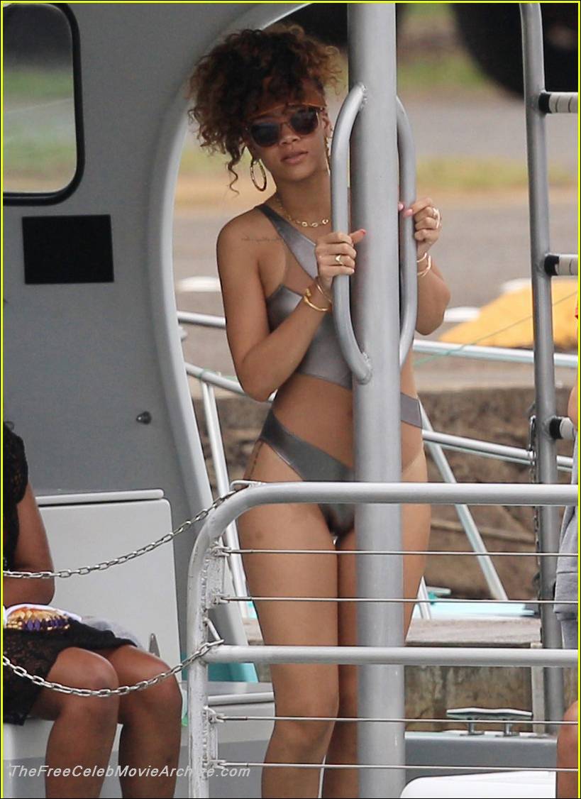 Rihanna Caught Tanning In Silver Bikini On A Yacht