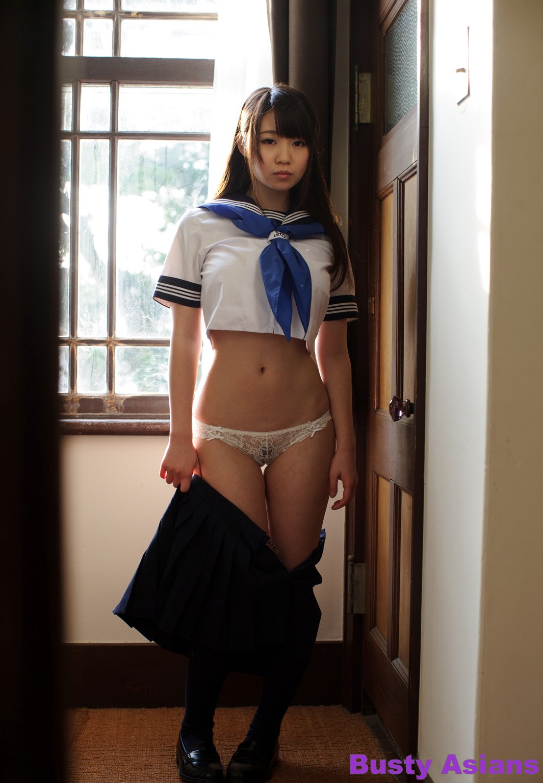 Busty Aika Yumeno Wearing A Sailor Outfit And A Beautiful Lingerie