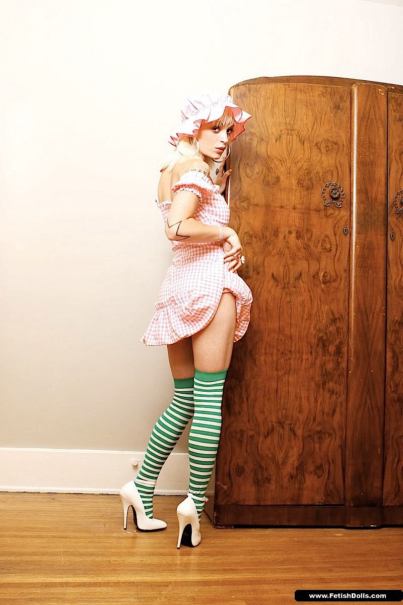 Young Maid Dayna Wears Sexy Striped Stockings
